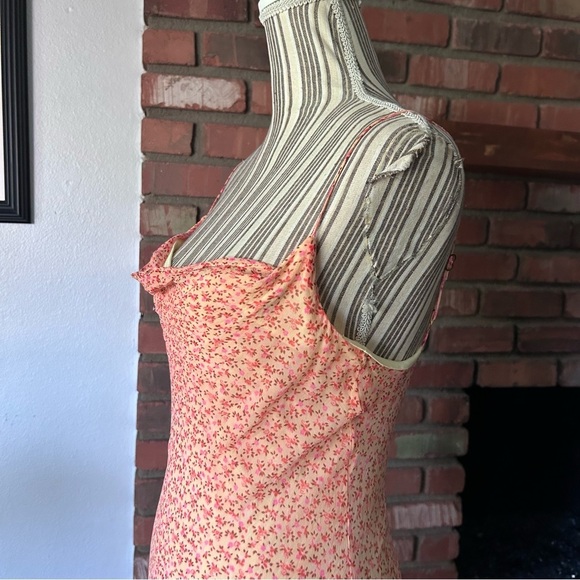 VTG Betsey Johnson Peach Floral Print Beaded Hem Sleeveless Dress Sz 8 PETITE - Picture 5 of 15